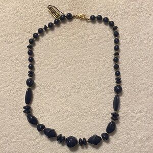 Elegant Navy Blue Beaded Necklace